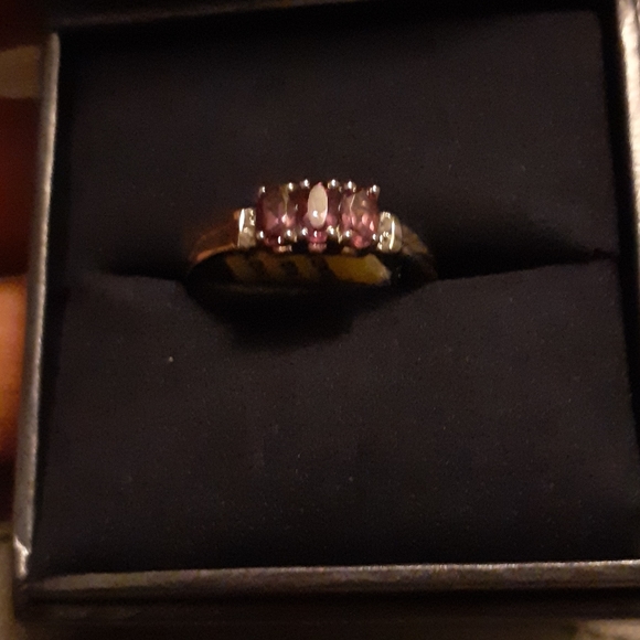Purple Garnet, trilogy ring, platinum and 925 - Picture 3 of 4